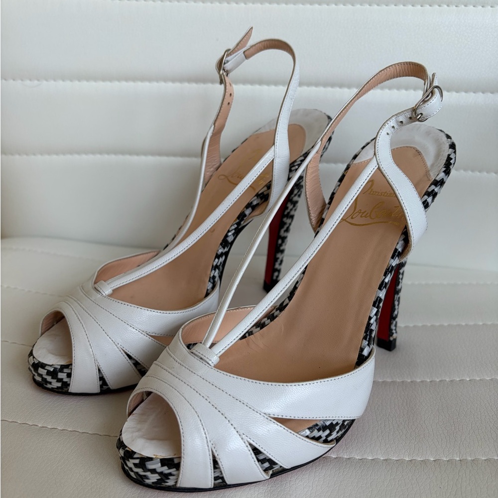 Christian Louboutin Elegant White Slingback Heels 36